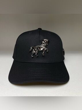 Horse & Free Spirit Emblem Black Western Baseball Cap Curved Visor